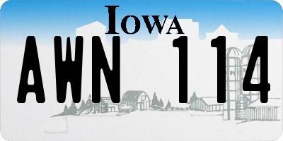 IA license plate AWN114