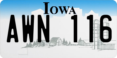IA license plate AWN116