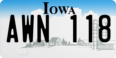 IA license plate AWN118