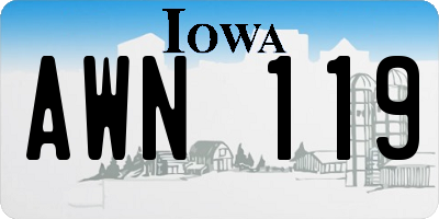 IA license plate AWN119