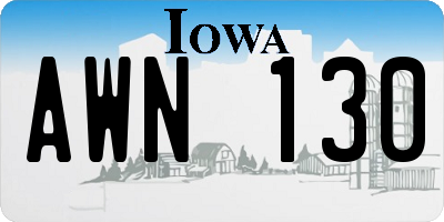 IA license plate AWN130