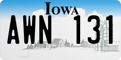 IA license plate AWN131