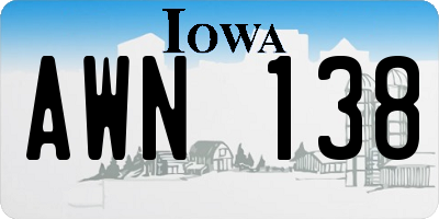 IA license plate AWN138