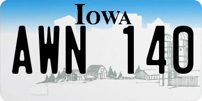 IA license plate AWN140