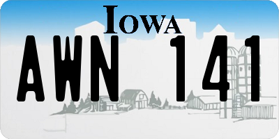 IA license plate AWN141