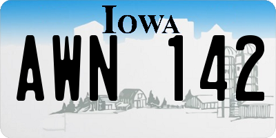 IA license plate AWN142
