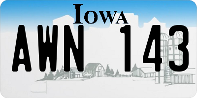 IA license plate AWN143