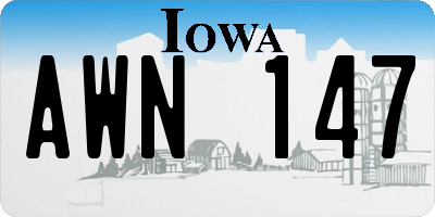 IA license plate AWN147