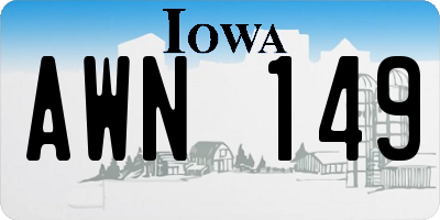 IA license plate AWN149