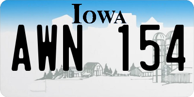 IA license plate AWN154