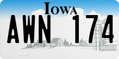 IA license plate AWN174