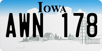 IA license plate AWN178