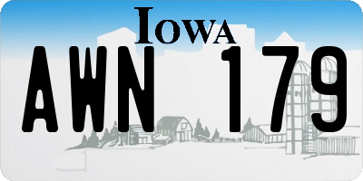 IA license plate AWN179