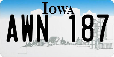 IA license plate AWN187