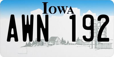 IA license plate AWN192