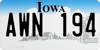 IA license plate AWN194