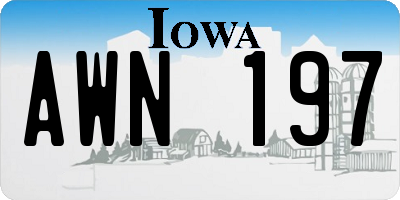 IA license plate AWN197
