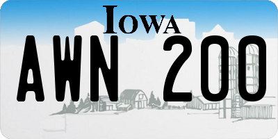 IA license plate AWN200