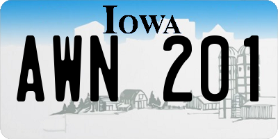 IA license plate AWN201