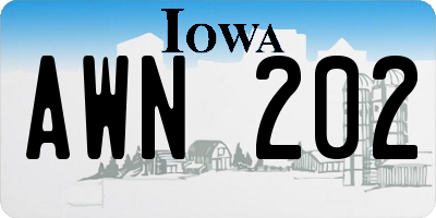 IA license plate AWN202