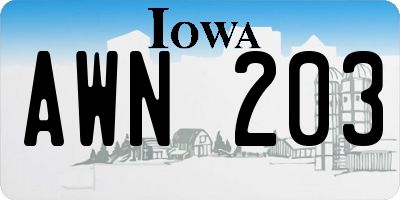 IA license plate AWN203