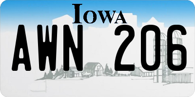 IA license plate AWN206