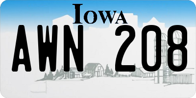 IA license plate AWN208