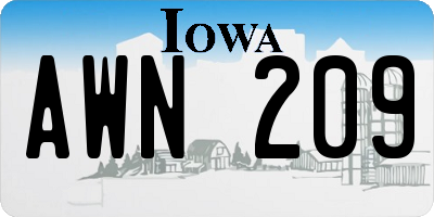 IA license plate AWN209
