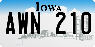 IA license plate AWN210