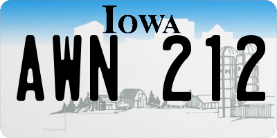 IA license plate AWN212