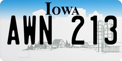IA license plate AWN213