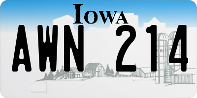 IA license plate AWN214