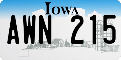 IA license plate AWN215