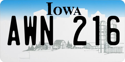 IA license plate AWN216