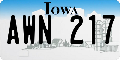 IA license plate AWN217