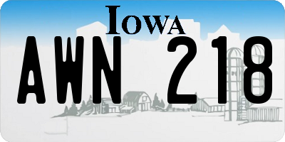 IA license plate AWN218
