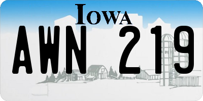 IA license plate AWN219