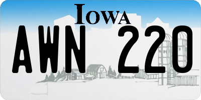 IA license plate AWN220