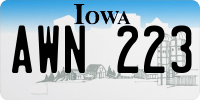 IA license plate AWN223