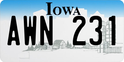 IA license plate AWN231