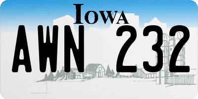 IA license plate AWN232
