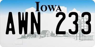 IA license plate AWN233