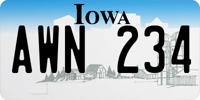 IA license plate AWN234