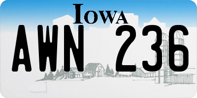 IA license plate AWN236