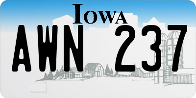 IA license plate AWN237