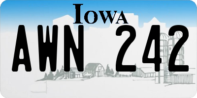 IA license plate AWN242
