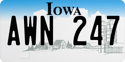 IA license plate AWN247
