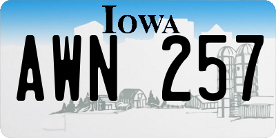 IA license plate AWN257