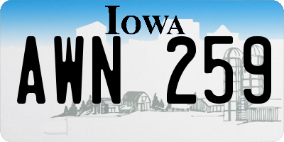 IA license plate AWN259