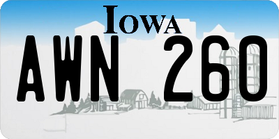 IA license plate AWN260